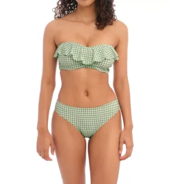 Freya Check In Monochrome Gingham Underwire Bandeau Bikini Top with Waterfall Frill -Her Room US freya fre001 as1910 cs4