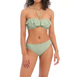 Freya Check In Monochrome Gingham Underwire Bandeau Bikini Top with Waterfall Frill -Her Room US freya fre001 as1910 cs5