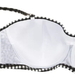 Freya Check In Monochrome Gingham Underwire Bandeau Bikini Top with Waterfall Frill -Her Room US freya fre001 as1910 cs6