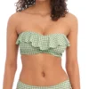 Freya Check In Monochrome Gingham Underwire Bandeau Bikini Top with Waterfall Frill -Her Room US freya fre001 as1910 gs