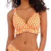 Freya Check In Monochrome Gingham High Apex Underwire Bikini Top with Ruffle Trim -Her Room US freya fre001 as1913 gs