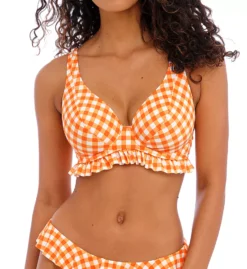 Freya Check In Monochrome Gingham High Apex Underwire Bikini Top with Ruffle Trim