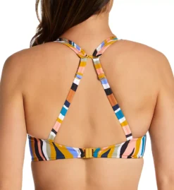 Freya Torra Bay Azure Blue & Earthtone Striped High Apex Underwire Bikini Top -Her Room US freya fre001 as3213 cs1
