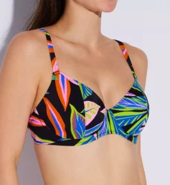 FREYA Desert Disco Black Neon Floral – Underwire Plunge Bikini Swim Top -Her Room US freya fre001 as4702 fs