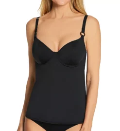 FREYA Coco Wave Black Sustainable Underwire Plunge Tankini with Coconut Ring Accents