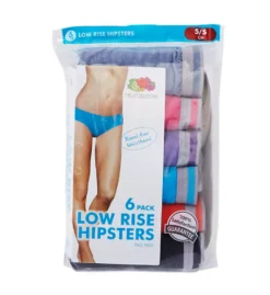 FRUIT OF THE LOOM Heather Low Rise Hipster Panties - 6 Pack -Her Room US fruit of the loom fotl01 6dlrhh1 cs1