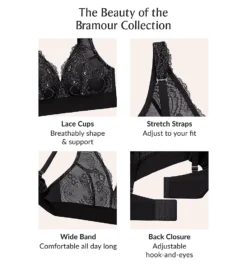 Glamorise Bramour Lexington Lace Plunge Bralette -Her Room US glamorise glam01 7013 cs1