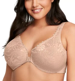 Glamorise Wonderwire Stretch Lace Front Closure Bra