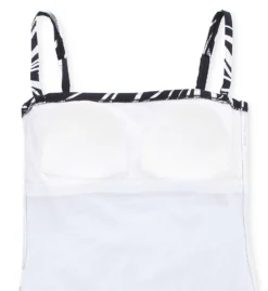 Gottex Buona Sera Black Bandeau One Piece Swimsuit – Contrast Floral Tummy Control Swimwear -Her Room US gottex gotx01 bs070 cs6