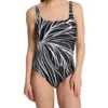 Gottex Buona Sera Black with White Floral Outline – Square Neck Tummy Control One Piece Swimsuit -Her Room US gottex gotx01 bs173u gs