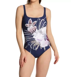 Gottex Dolce Vita Floral Jewel Print – Square Neck Slimming One Piece Swimsuit