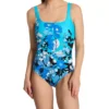 Gottex Floral Art Blue and Green Square Neck – Tummy Control One Piece Swimsuit -Her Room US gottex gotx01 fa173u gs