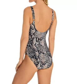 Gottex Kalahari Boa Snakeskin V-Neck One Piece Swimsuit - Slimming Ruched Swimwear -Her Room US gottex gotx01 ka174u bs