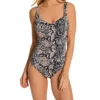 Gottex Kalahari Boa Snakeskin V-Neck One Piece Swimsuit - Slimming Ruched Swimwear -Her Room US gottex gotx01 ka174u gs