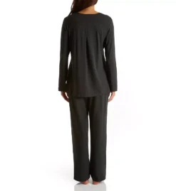 HANRO Champagne Viscose Jersey – V-Neck Long Sleeve Pajama Set -Her Room US hanro han001 6704 bs