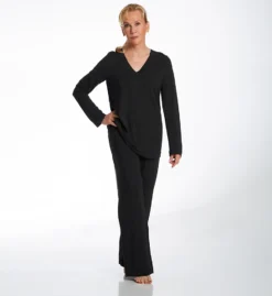 HANRO Champagne Viscose Jersey – V-Neck Long Sleeve Pajama Set -Her Room US hanro han001 6704 cs1