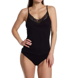 HANRO Milea Cotton Spaghetti Camisole – Scalloped Lace V-Neck Luxury Underlayer -Her Room US hanro han001 70977 cs2