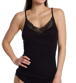 HANRO Milea Cotton Spaghetti Camisole – Scalloped Lace V-Neck Luxury Underlayer