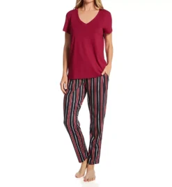 HANRO Sleep & Lounge Ornamental Print Cotton-Modal Knit Long Pajama Pant -Her Room US hanro han001 77882 cs4