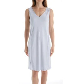 HANRO Pure Essence V-Neck Tank Gown – Mercerized Cotton Sleeveless Sleepwear -Her Room US hanro han001 77946 fs