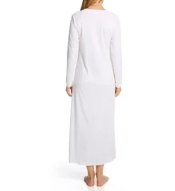 HANRO Pure Essence Long Sleeve Long Gown – 100% Mercerized Cotton V-Neck Sleepwear -Her Room US hanro han001 77947 bs