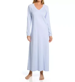 HANRO Pure Essence Long Sleeve Long Gown – 100% Mercerized Cotton V-Neck Sleepwear -Her Room US hanro han001 77947 fs