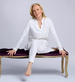 HANRO Pure Essence 100% Mercerized Cotton Long Sleeve Button Front Pajama Set