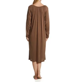 HANRO Pina 100% Modal Long Sleeve Gown – Ruched Scoop Neck Soft Knit Nightgown -Her Room US hanro han001 77988 bs