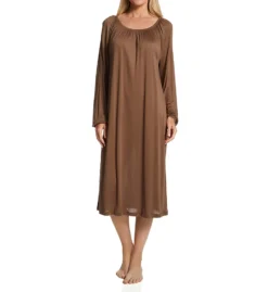 HANRO Pina 100% Modal Long Sleeve Gown – Ruched Scoop Neck Soft Knit Nightgown -Her Room US hanro han001 77988 fs