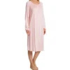 HANRO Pina 100% Modal Long Sleeve Gown – Ruched Scoop Neck Soft Knit Nightgown -Her Room US hanro han001 77988 gs