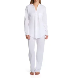 HANRO Cotton Deluxe Button Front Pajama Set – 100% Mercerized Cotton Luxury Sleepwear -Her Room US hanro han001 7956 fs