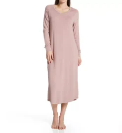 Honeydew Travel Light Charcoal Grey Lounge Gown – Long Sleeve V-Neck Sleep Dress with Pockets