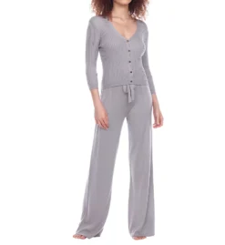 Stay Inside LS Rib Knit Lounge Set