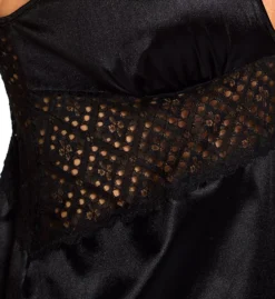 Ilusion Black Satin and Eyelet Lace 2-Piece Sleepwear Set - Camisole and Shorts -Her Room US ilusion ilu01 71042101 cs1