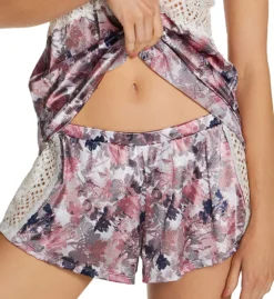 Ilusion Black Satin and Eyelet Lace 2-Piece Sleepwear Set - Camisole and Shorts -Her Room US ilusion ilu01 71042101 cs2