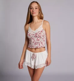 Ilusion Microfiber with Contrast Floral Lace – 2-Piece Camisole and Shorts PJ Set -Her Room US ilusion ilu01 71071013 cs3