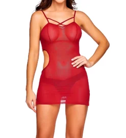 Mesh Side Cutout Babydoll With Thong