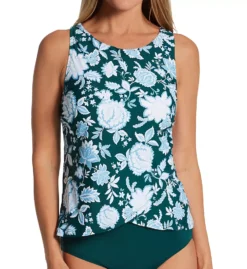 Jantzen Garden Blossom Violet X-Back Tankini - Floral Wireless Padded Swim Top
