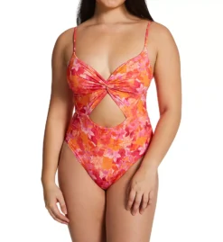 L Space Into The Tropics Floral – Twist Knot Cut-Out Kyslee One Piece Swimsuit