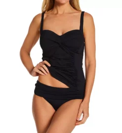 La Blanca Island Goddess Twist Front Ruched Bandeaukini – Sweetheart Neckline Tankini Swim Top -Her Room US la blanca labl01 lb1ig71 cs3