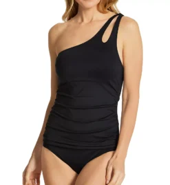 La Blanca Island Goddess One Shoulder Tankini – Asymmetrical Ruched Tummy Control Swim Top