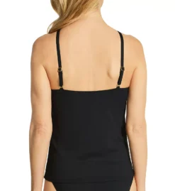 La Blanca Island Goddess Solid Black - Teardrop Keyhole High Neck Underwire Tankini Top -Her Room US la blanca labl01 lb1ig85 bs