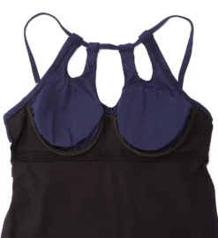 La Blanca Island Goddess Solid Black - Teardrop Keyhole High Neck Underwire Tankini Top -Her Room US la blanca labl01 lb1ig85 cs5