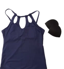 La Blanca Island Goddess Solid Black - Teardrop Keyhole High Neck Underwire Tankini Top -Her Room US la blanca labl01 lb1ig85 cs6