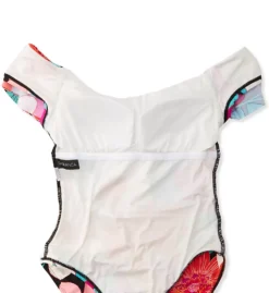 La Blanca In Full Bloom Navy Floral – Off-The-Shoulder Ruffle One-Piece Swimsuit -Her Room US la blanca labl01 lb2cj11 cs5