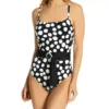 La Blanca Black with White and Grey Polka Dots – Belted Mio Tummy Control One Piece Swimsuit -Her Room US la blanca labl01 lb2cm24 gs
