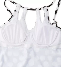 La Blanca Mod For Dot Black/Grey Polka Dot – Keyhole High Neck Underwire Tankini Top -Her Room US la blanca labl01 lb2cm85 cs5