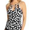 La Blanca Mod For Dot Black/Grey Polka Dot – Keyhole High Neck Underwire Tankini Top -Her Room US la blanca labl01 lb2cm85 gs