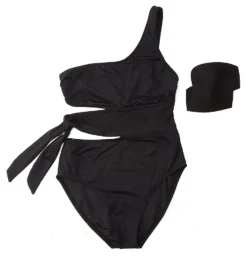 La Blanca Island Goddess One Shoulder Side-Tie - Tummy Control Asymmetrical One Piece Swimsuit -Her Room US la blanca labl01 lb2ig10 cs6