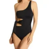 La Blanca Island Goddess One Shoulder Side-Tie - Tummy Control Asymmetrical One Piece Swimsuit -Her Room US la blanca labl01 lb2ig10 gs